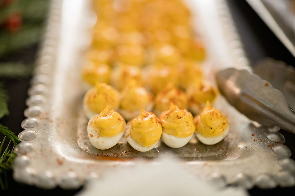 Deviled eggs on a platter