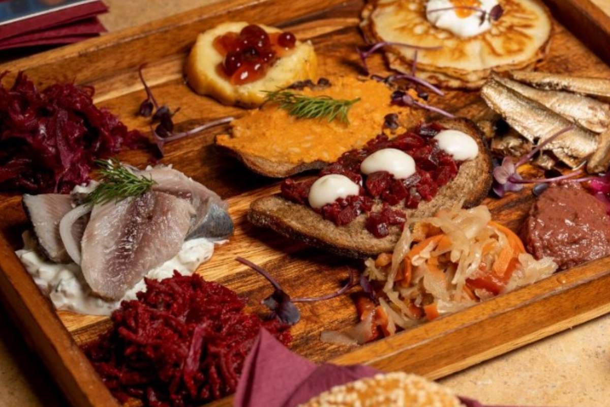 Zakuski board of appetizers