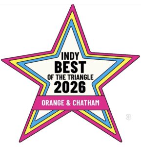 INDY Best of the Triangle 2026 Orange and Chatham award badge