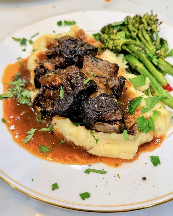 Braised short rib over mashed potatoes