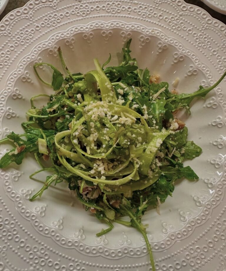 Shaved asparagus and arugula salad made by a Travelling Cafe chef