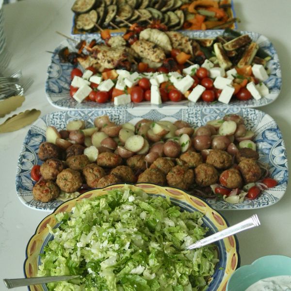 A buffet of platters for a group retreat