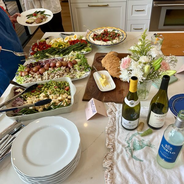 Guests serving themselves from a buffet